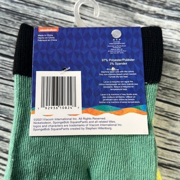 Nickelodeon Sponge Bob Square Pants Socks 2-Pair pack Shoe Size 6-12 - Picture 4 of 4